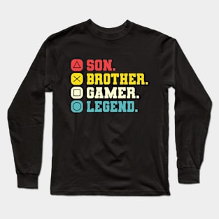 Son Brother Video Gamer Legend Vintage Distressed Long Sleeve T-Shirt